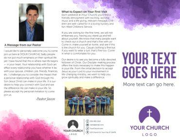 Purple & Pink Sample Church Brochure Print Out