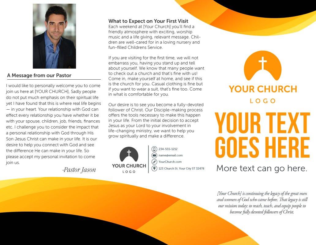 Orange & Black Sample Church Brochure Print Out