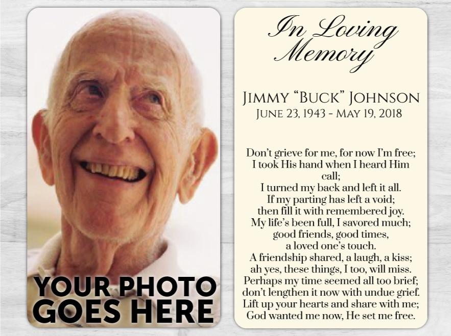 Laminated Memorial Cards To Remember Your Loved One