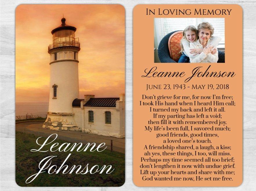 Lighthouse Memorial Prayer Card