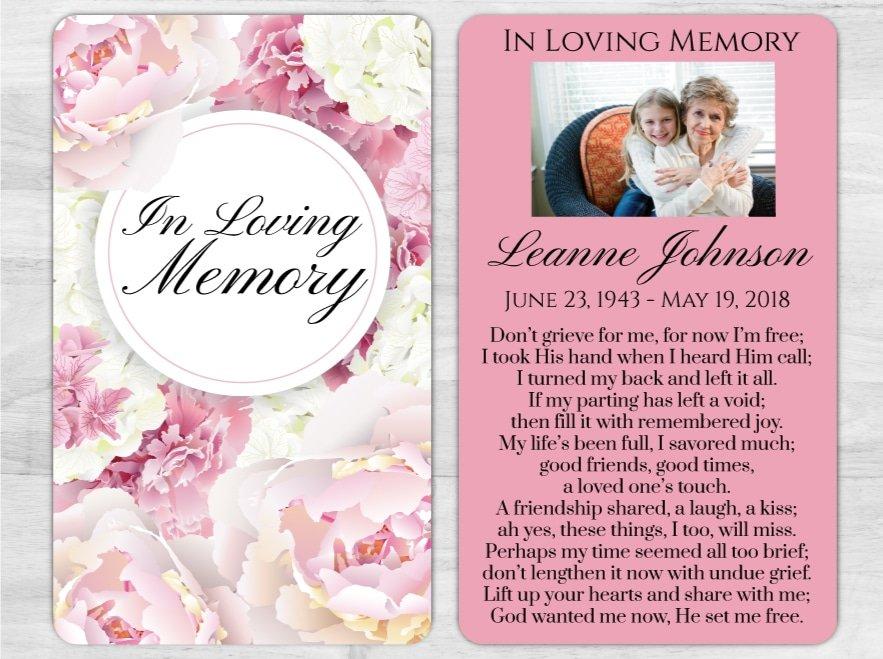 Flowers In Loving Memory Memorial Prayer Card
