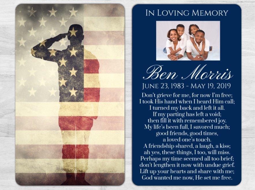 Soldier Salute Memorial Prayer Card