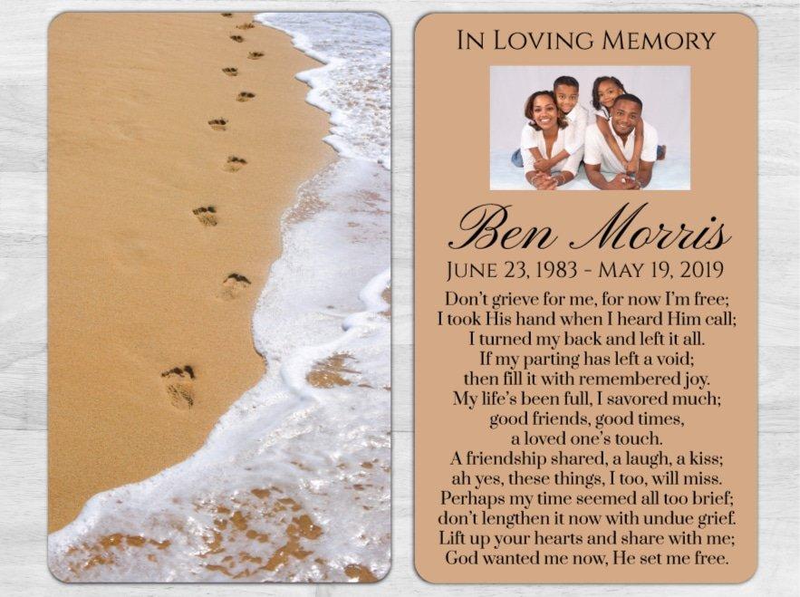 Footsteps on the Beach Memorial Prayer Card