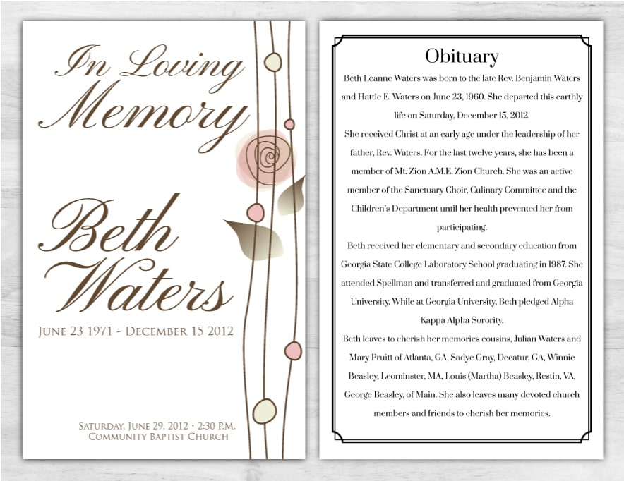 2 Page Funeral Brochure Printing