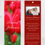 Funeral Bookmark Printing Red Tulips