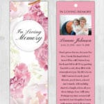 Funeral Bookmark Printing Pink Floral