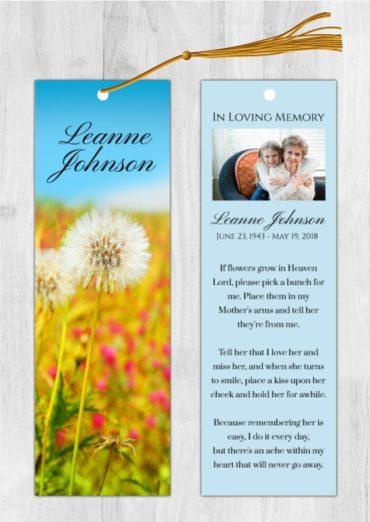 Funeral Bookmark Printing Flower