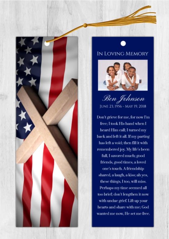 Funeral Bookmark Printing Cross Flag