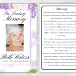 Memorial Service Program Purple Flowers
