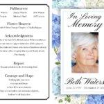 Blue Flower Border Funeral Program