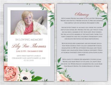 Flower Customizable Funeral Brochure Printing