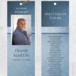 Funeral Bookmark Printing Blue Layout