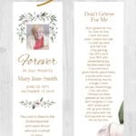 Funeral Bookmark Printing White Floral