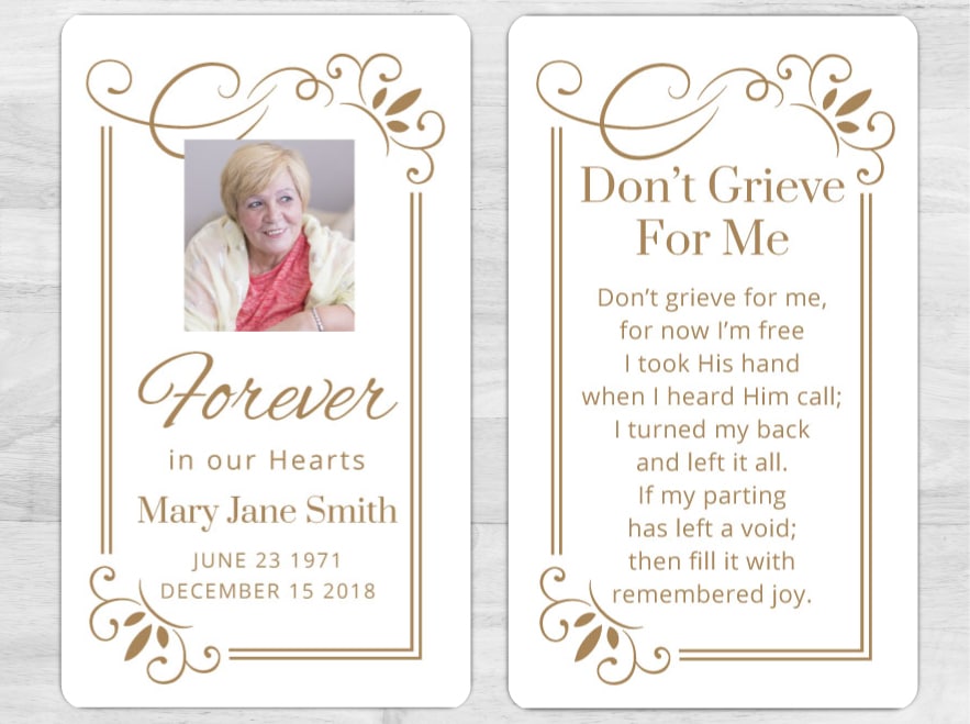 Memory Prayer Card Printing Services
