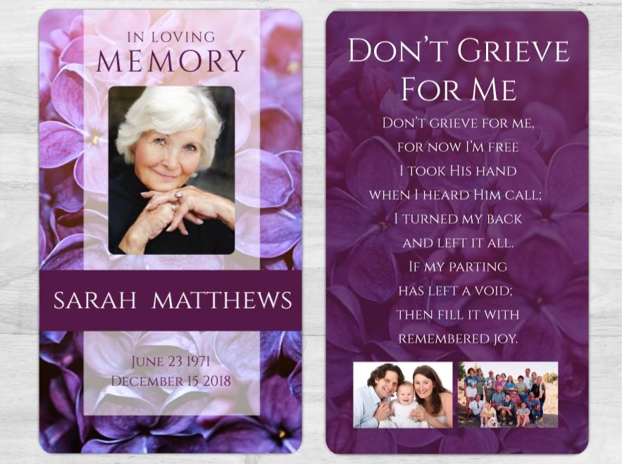 Custom Funeral Prayer Cards