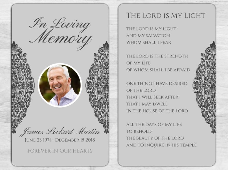 In Loving Memory Laminated Memorial Cards