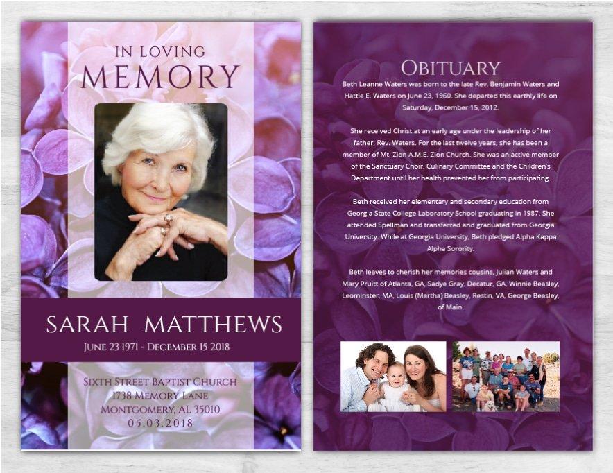 In Loving Memory No Fold Funeral Brochure Printing Template