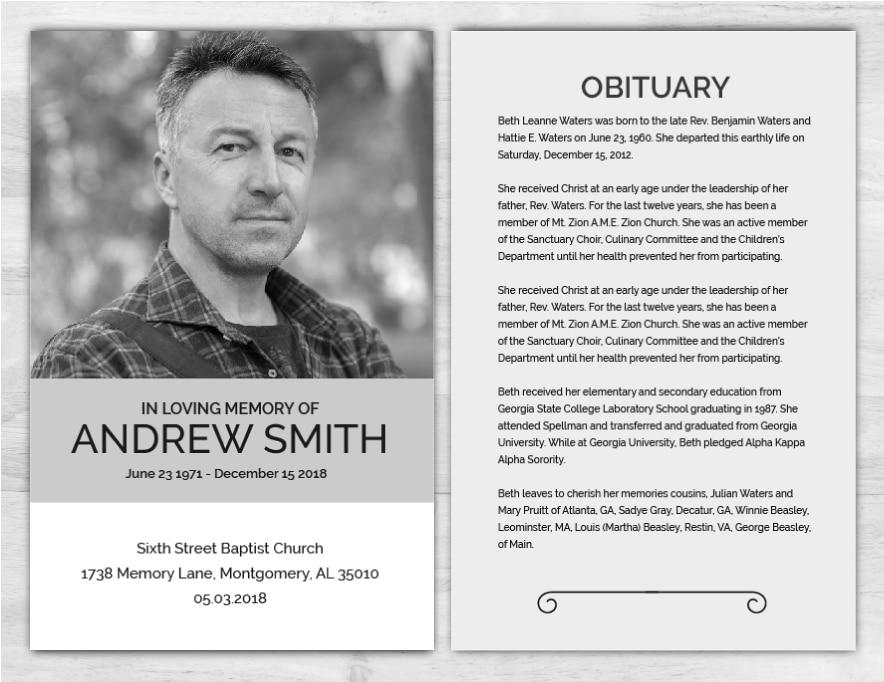 Rustic No Fold Funeral Pamphlet Printing Template