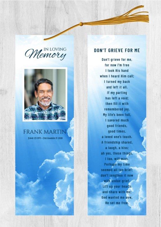 Funeral Bookmark Printing Blue Sky