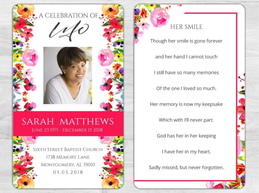 Laminated Funeral Prayer Cards