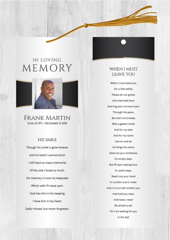 Funeral Bookmark Printing Loving Memory