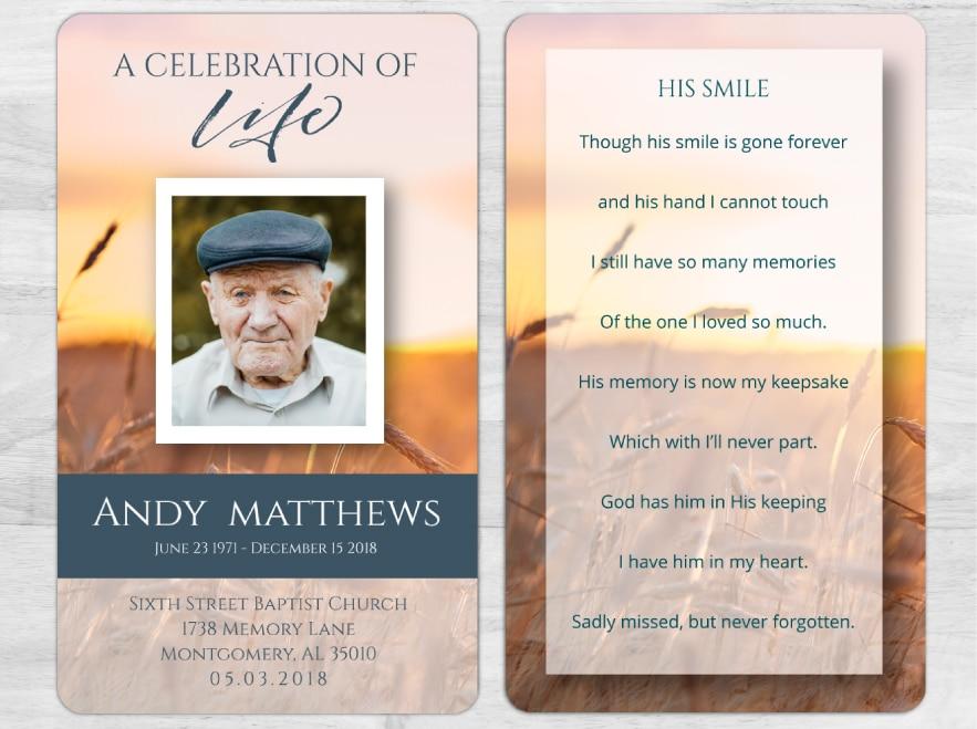 Let Us Help You With A Custom Funeral Prayer Card
