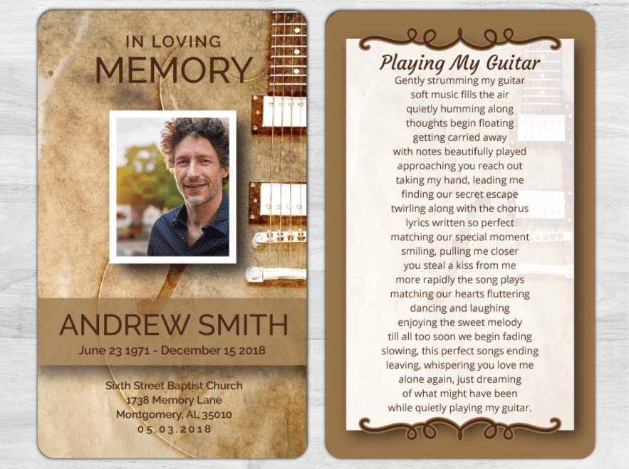 Custom In Loving Memory Funeral Prayer Cards