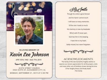 His Smile Funeral Card In Loving Memory