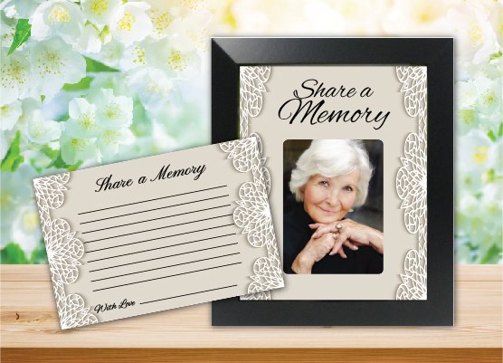 Memory Prayer Cards Light Brown & White Highlights Design