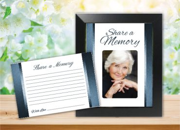Memory Prayer Cards Classic White with Dark Blue Background