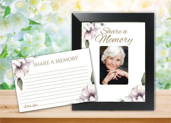 Memory Prayer Cards Flowery Classic White Design