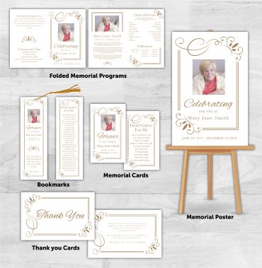 Memorial Package Simple White & Gold Theme