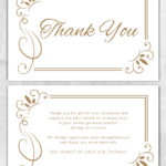 Memorial Thank You Cards Classic White & Gold Theme