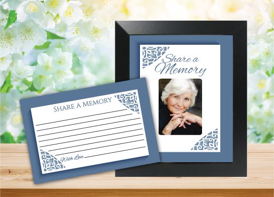 Memory Prayer Cards Blue Background Theme