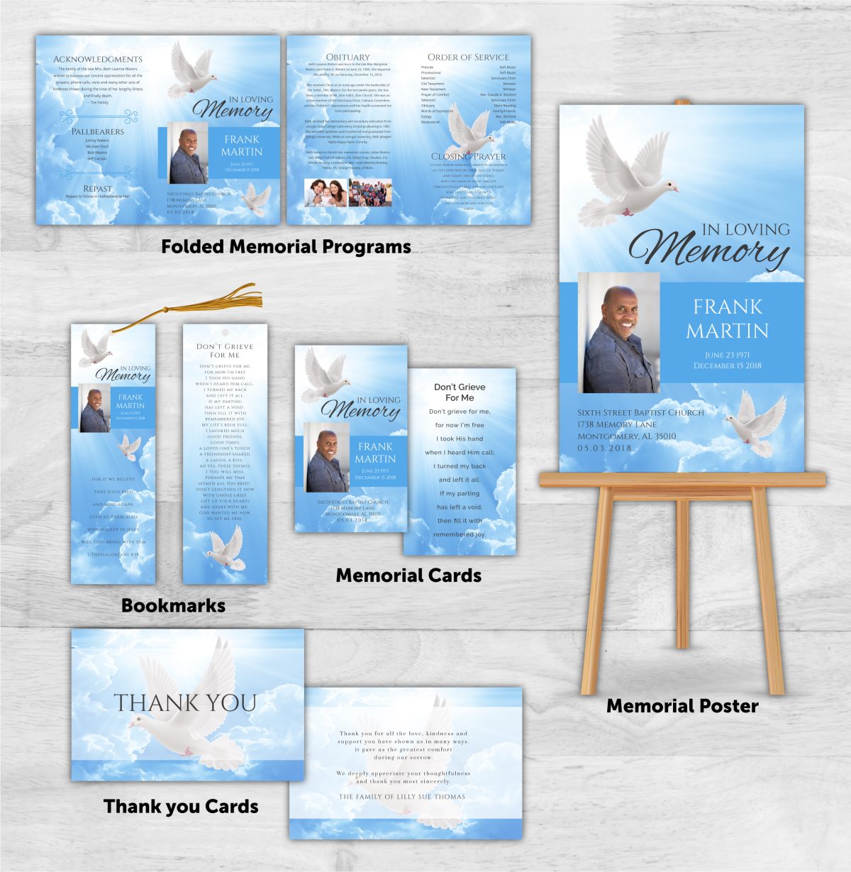 Memorial Package Two Pigeons Theme
