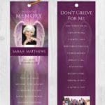 Funeral Bookmark Printing Purple Wings