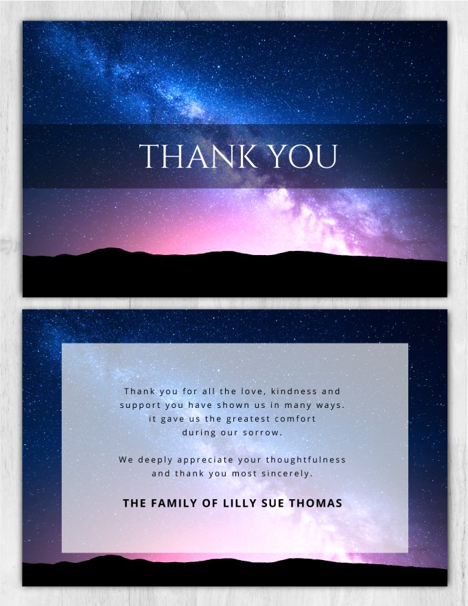 Funeral Program Thank You Card 2009