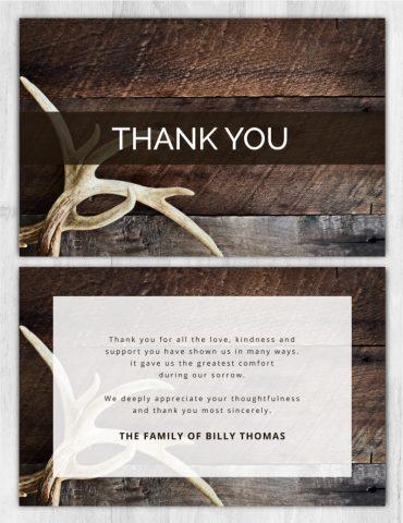 Memorial Thank You Cards Brown Wood Background Theme