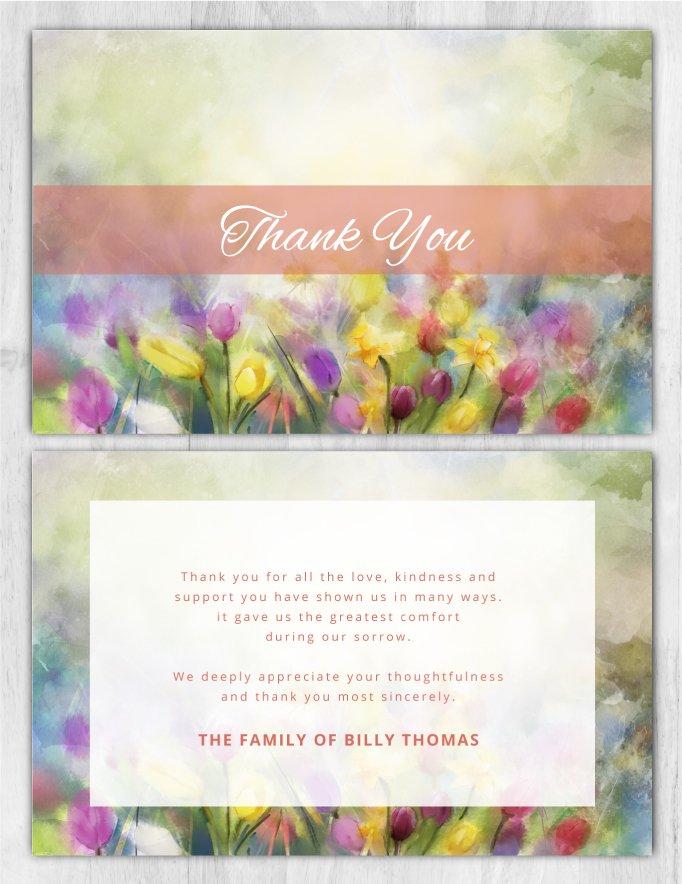Memorial Thank You Cards Flower Painting Background