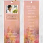 Funeral Bookmark Printing Pink Flowers