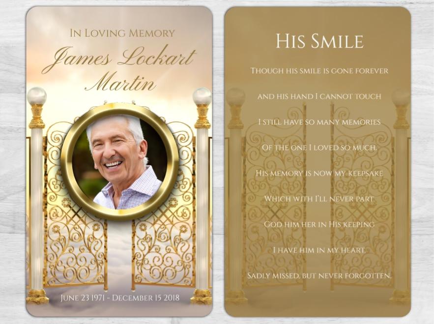 In Loving Memory His Smile Memorial Card