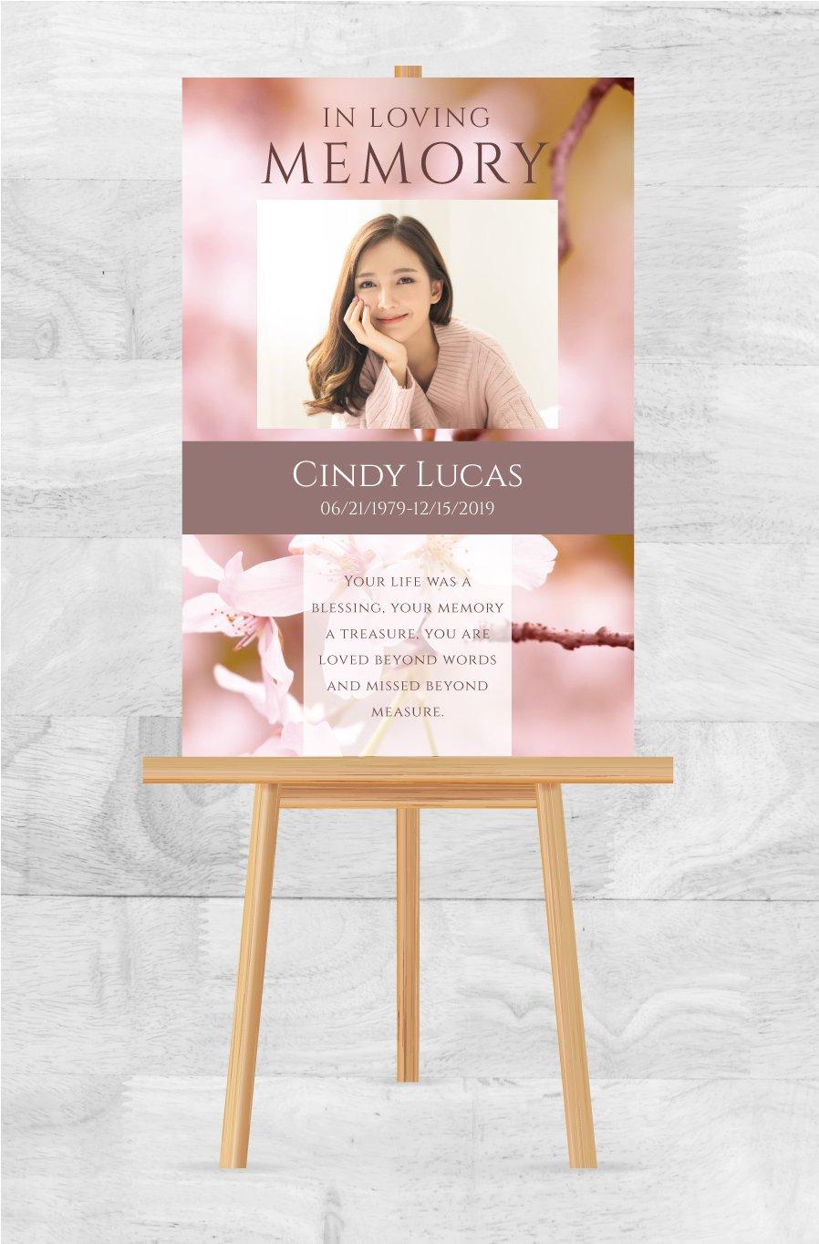 Memorial Poster for Funeral Pink Floral