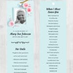 Funeral Bookmark Printing Sky-blue Floral