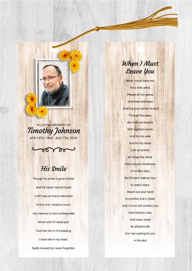 Funeral Bookmark Printing Wooden