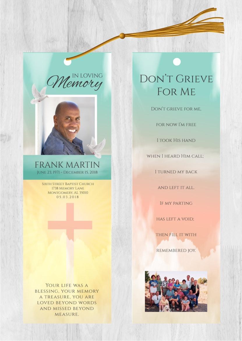 Funeral Bookmark Printing Cross
