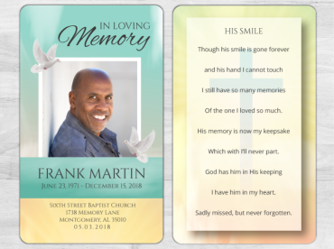 Memorial Prayer Card In Loving Memory