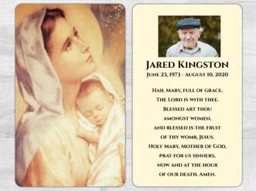Mother Mary Memorial Prayer Card