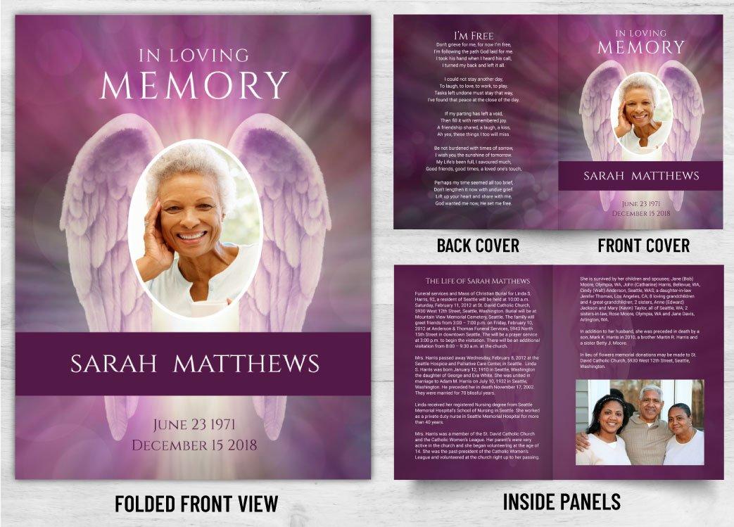 Memorial Card Angel Wings Theme