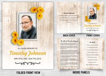 Memorial Card Sunflower Theme