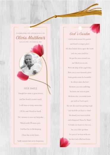 Funeral Bookmark Printing Rose